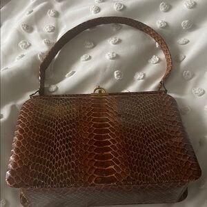 Vintage Brown Snakeskin Women's Handbag